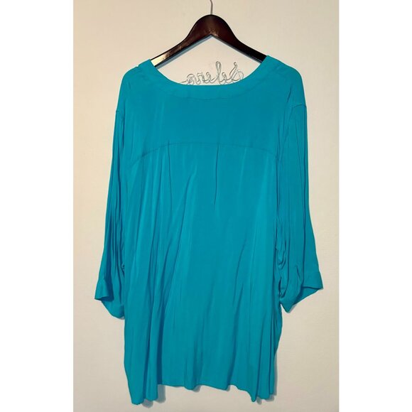Woman Within Size 3X (30/32) Teal Tunic Blouse - Picture 2 of 4